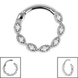 Steel Paris Milgrain Jewelled Hinged Clicker Ring - Pic&Mix The Body Jewellery Shop