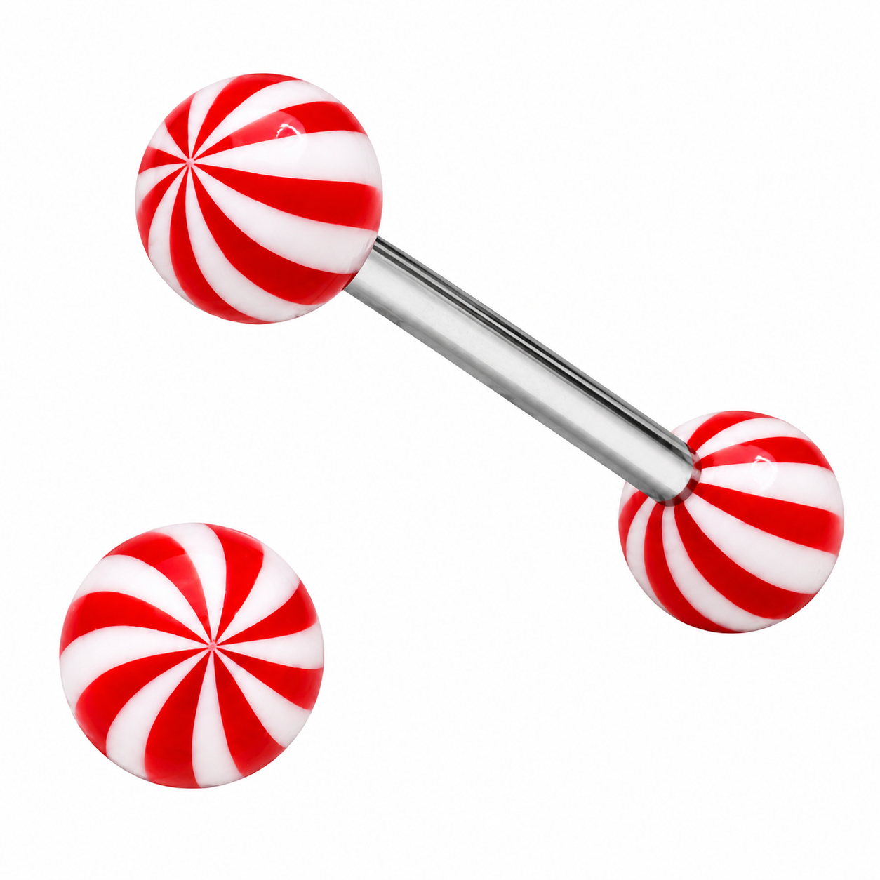 316L Surgical Steel Tongue Barbell with Twirl effect Balls – Vibrant Glow Piercing Jewellery