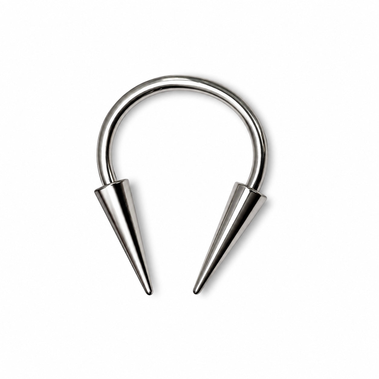 1.2mm Circular Barbell with External Thread Spikes – Surgical Steel Horseshoe Piercing Ring