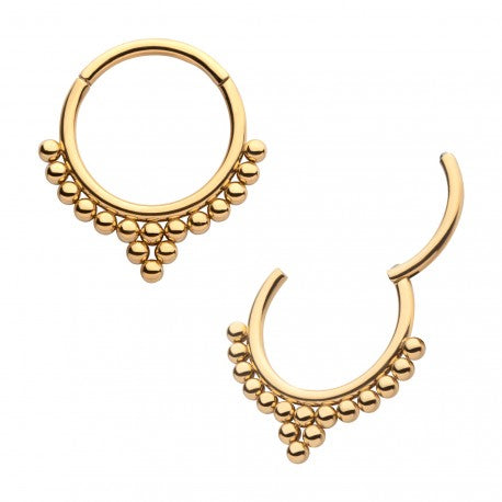 24k gold plated beaded hinged ring