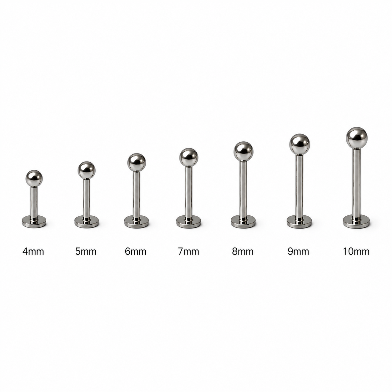 1.2mm Surgical Steel Labret Bar – Externally Threaded Flat Back Piercing Stud