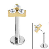 Labret bar - Tri ball crystals - Pic&Mix The Body Jewellery Shop