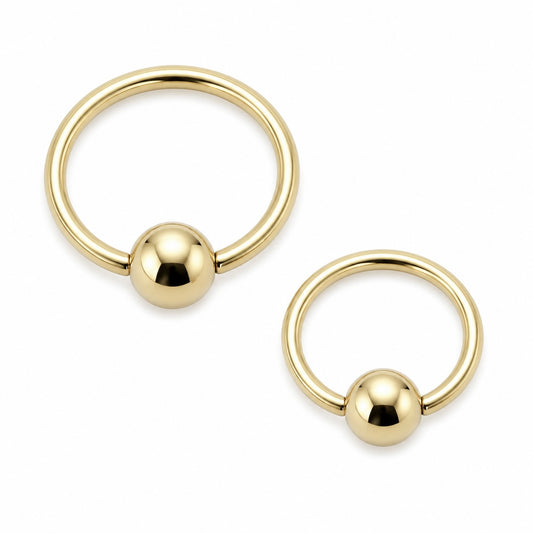 Zircon Steel Ball Closure Ring 1.2mm & 1.6mm | Gold Tone BCR Piercing Jewellery