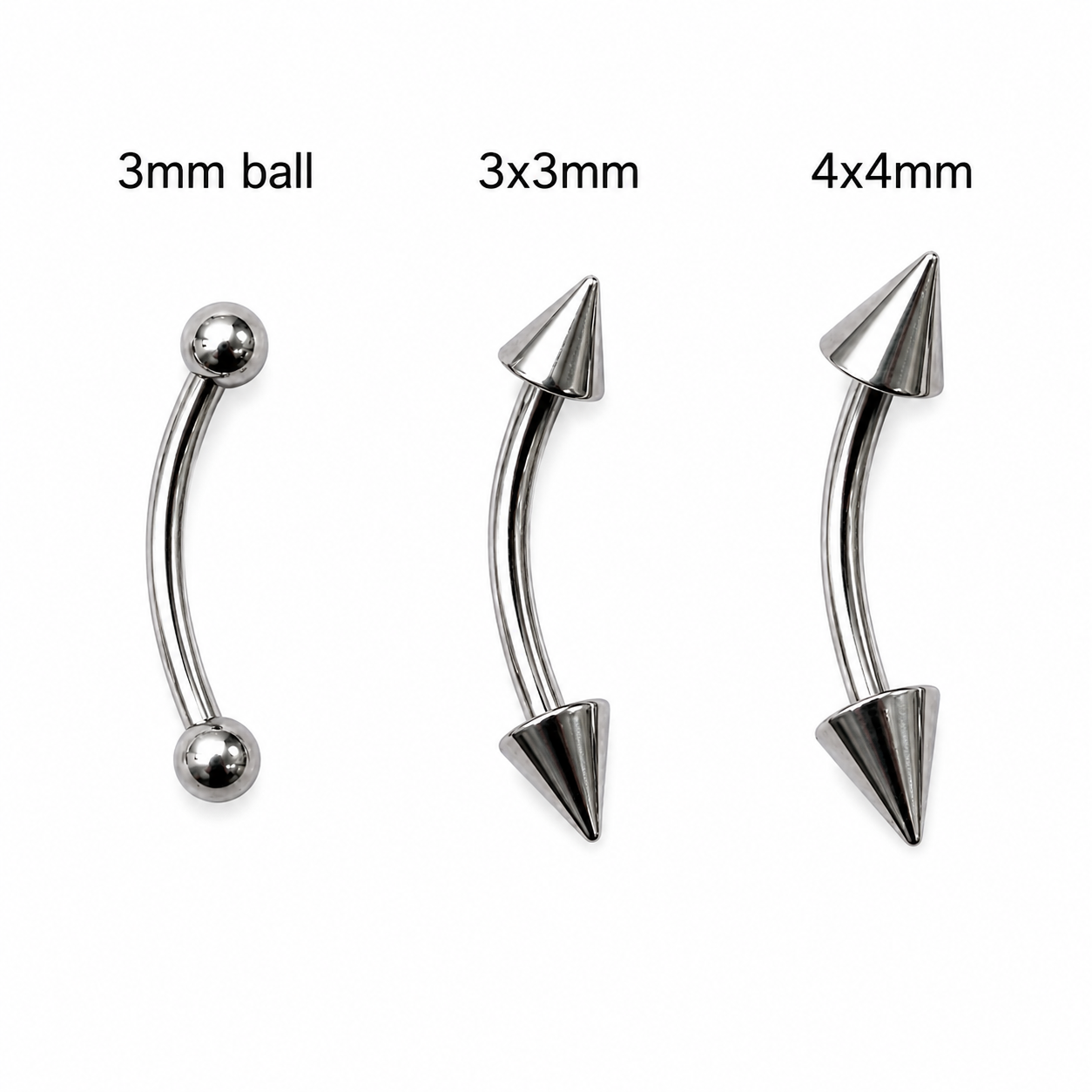 316L Surgical Steel Curved Barbell – External thread Jewellery for Multiple Piercings