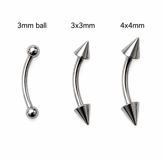 316L Surgical Steel Curved Barbell – External thread Jewellery for Multiple Piercings