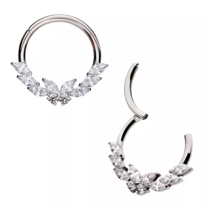 Butterfly marquise crystal hinged ring