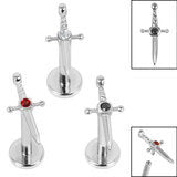 Ti Int Bar - Steel Dagger with Gem - Pic&Mix The Body Jewellery Shop