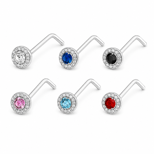 Double tiered round CZ Centre L Bend 1mm