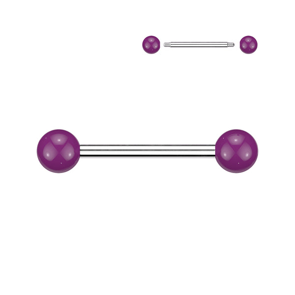 316L Surgical Steel Barbells With Solid Colored Acrylic Balls