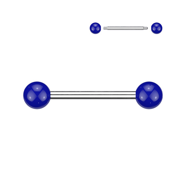 316L Surgical Steel Barbells With Solid Colored Acrylic Balls