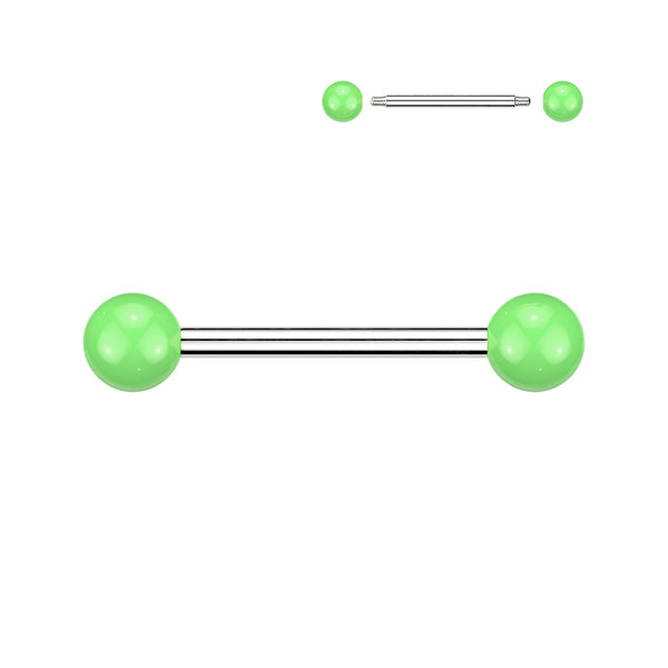 316L Surgical Steel Barbells With Solid Colored Acrylic Balls