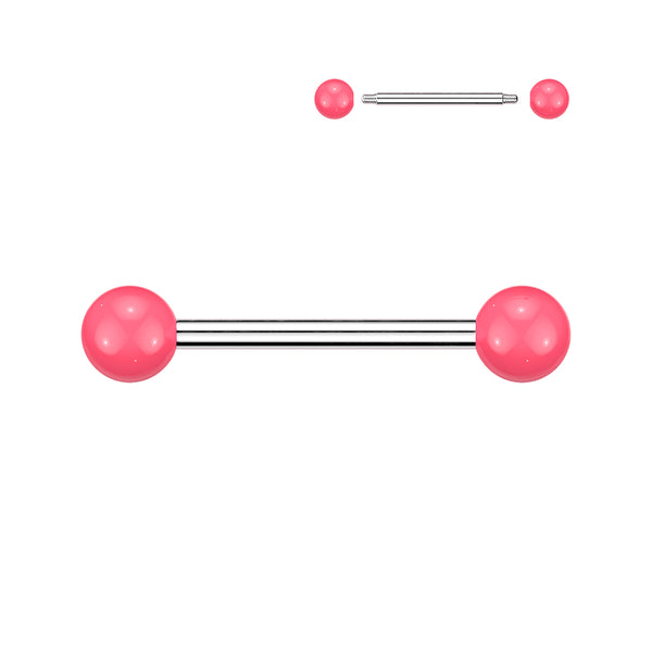 316L Surgical Steel Barbells With Solid Colored Acrylic Balls