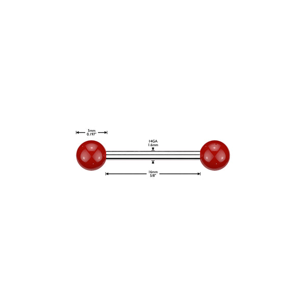 316L Surgical Steel Barbells With Solid Colored Acrylic Balls