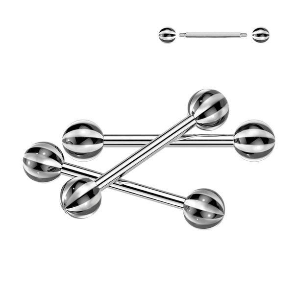 316L Surgical Steel Barbells With Candy Striped Acrylic Balls