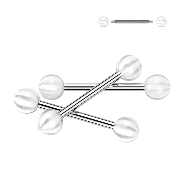 316L Surgical Steel Barbells With Candy Striped Acrylic Balls