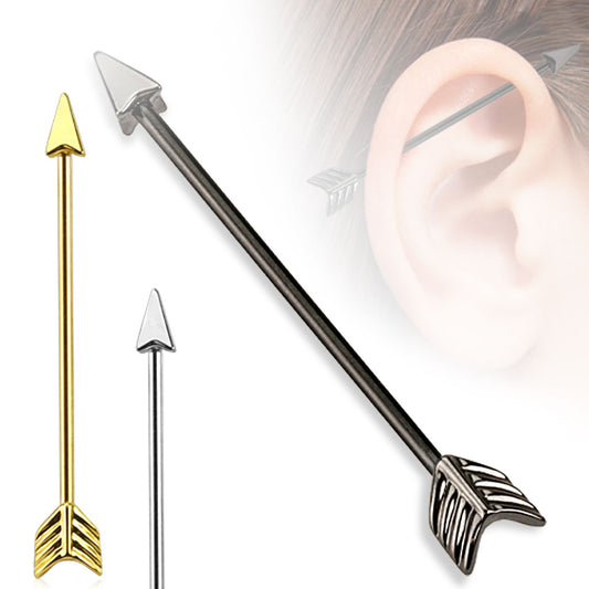 Black Arrow 316L Surgical Steel Industrial Barbell - Pic&Mix The Body Jewellery Shop