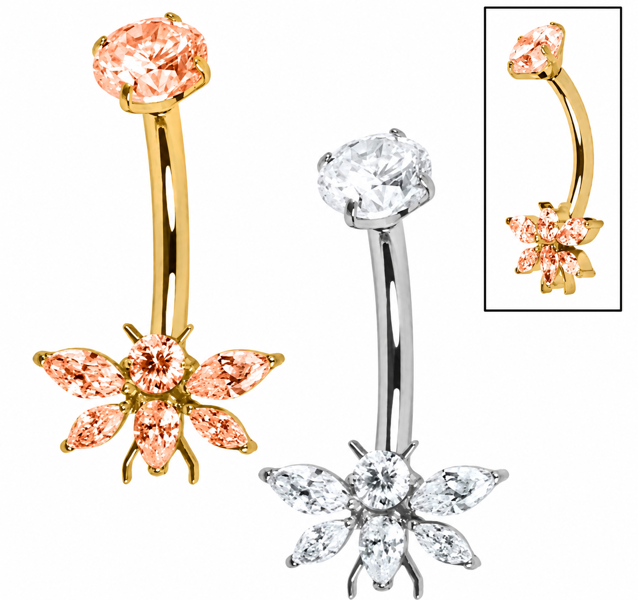 Titanium Queen Bee Belly Bar | Stylish Navel Piercing Jewellery
