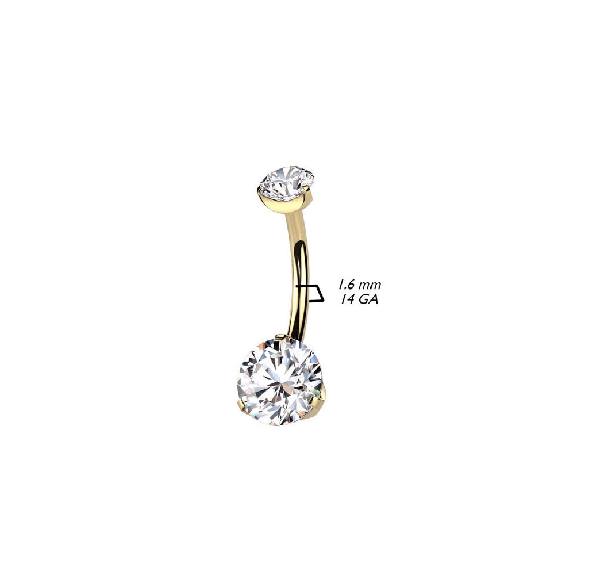 Claw set Titanium belly ring 1.6x12mm