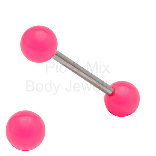 316L Surgical Steel Tongue Barbell Pink or Black – Vibrant Glow Piercing Jewellery