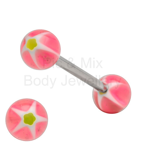 316L Surgical Steel Tongue Barbell with Twirl effect Balls – Vibrant Glow Piercing Jewellery (Copy)
