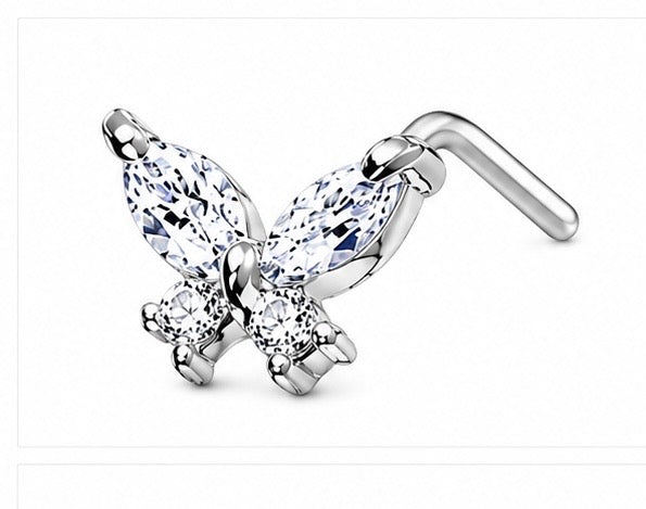 Assorted Crystal L Bend Decorative nose Studs