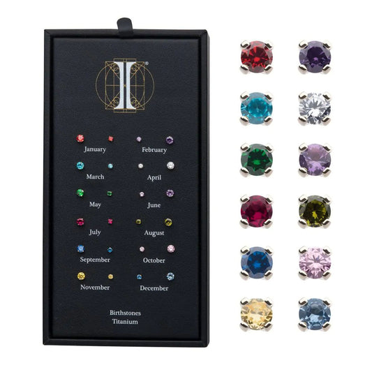 Initial Piercing - Birth Stones - 2.5mm for Nose, Helix, Forward Helix, Tragus - Pic&Mix The Body Jewellery Shop