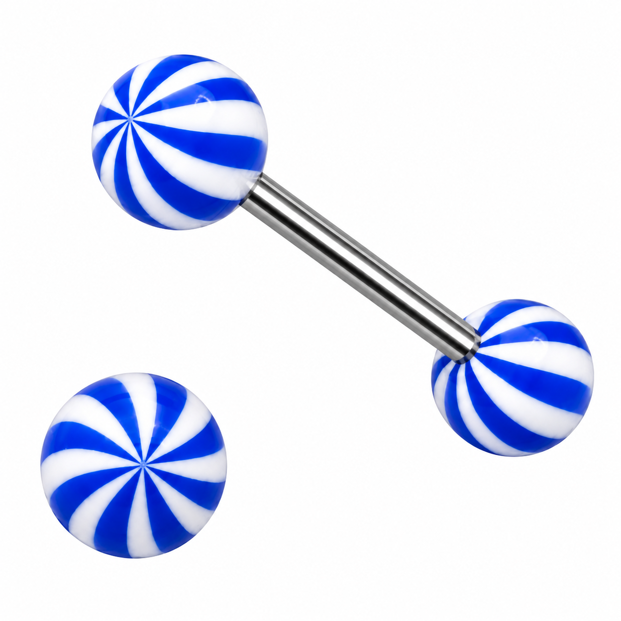 316L Surgical Steel Tongue Barbell with Twirl effect Balls – Vibrant Glow Piercing Jewellery