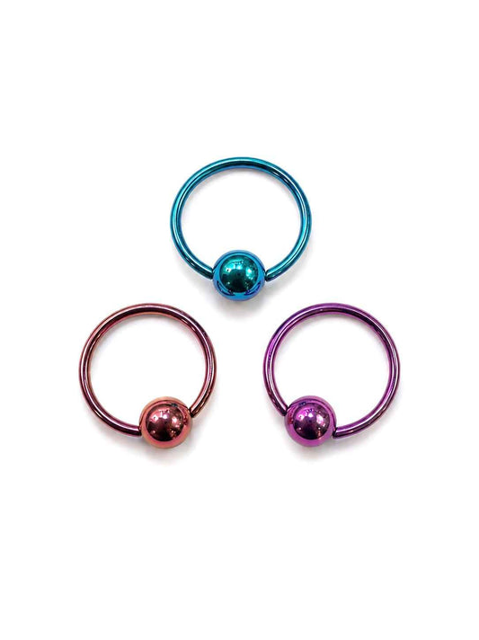 1.0 x 9mm Anodised Titanium Ball Closure Ring (BCR) | Lightweight Body Piercing Jewellery (Copy)