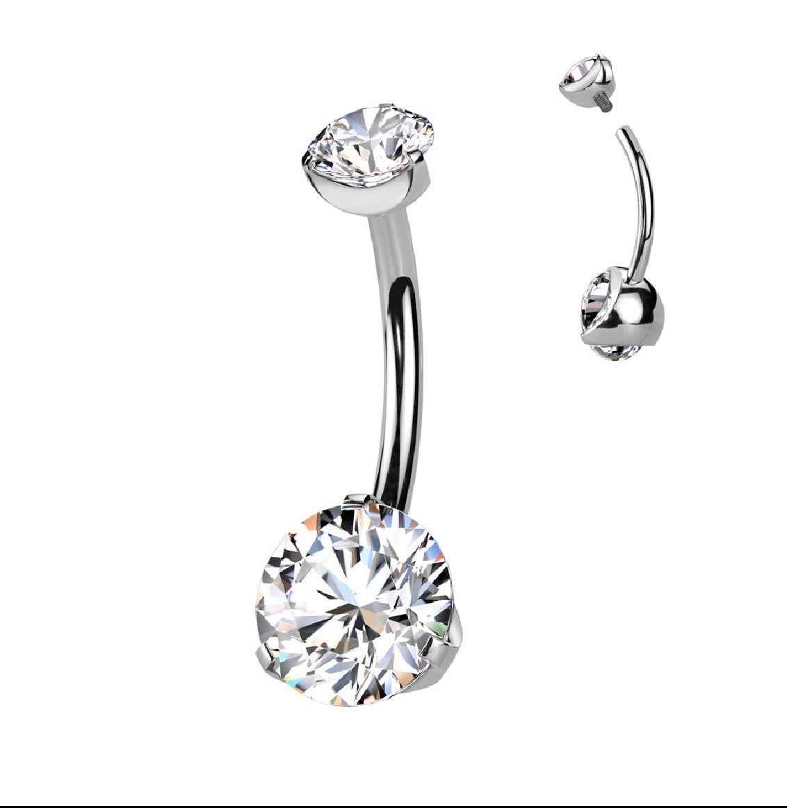 Claw set Titanium belly ring 1.6x12mm