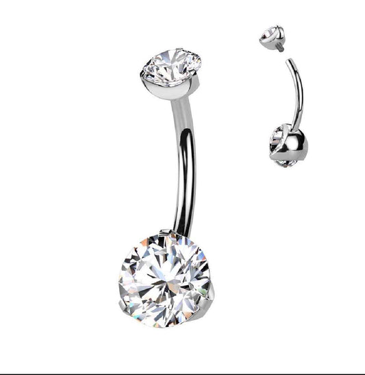 Claw set Titanium belly ring 1.6x12mm