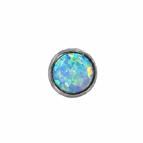 Initial Piercing - Titanium Synthetic Opal Bezel Set Labret