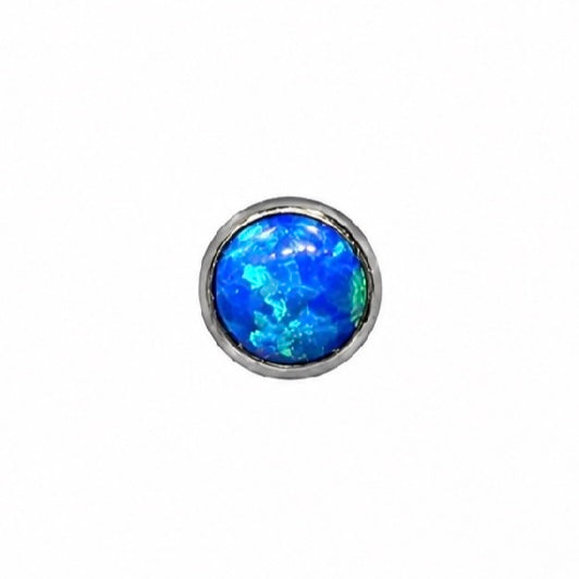 Initial Piercing - Titanium Synthetic Opal Bezel Set Labret