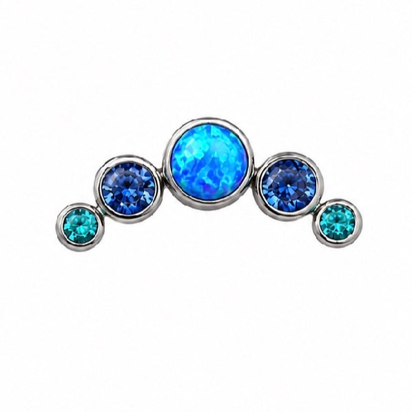 Initial Piercing - Titanium Opal & CZ Arch Labret | Flat Back Jewellery