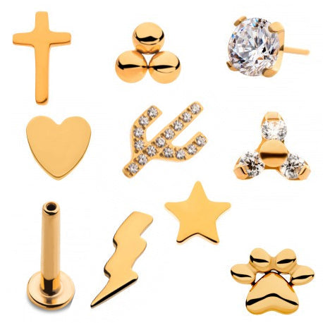 Initial Piercing  - 24k gold plated Star Labret - Pic&Mix The Body Jewellery Shop