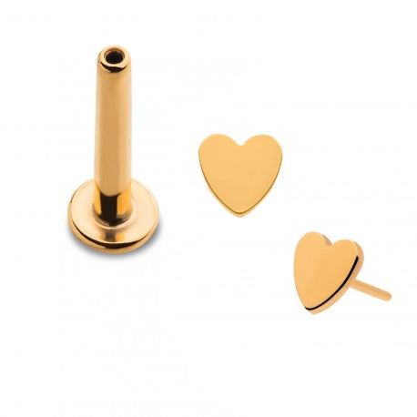 Initial Piercing  - 24k gold plated heart Labret - Pic&Mix The Body Jewellery Shop