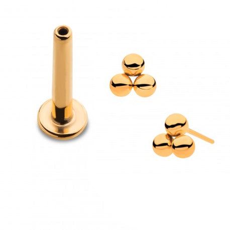 Initial Piercing - 24k gold plated Trinity Labret - Pic&Mix The Body Jewellery Shop