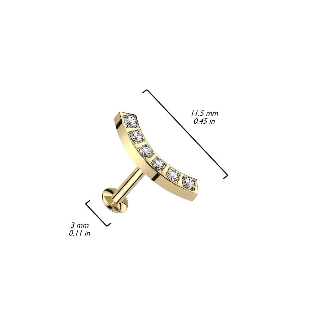 5 CNC Set CZ Curved Threadless Push In Top All 316L Surgical Steel Labret With Convex Back Stud - Pic&Mix The Body Jewellery Shop
