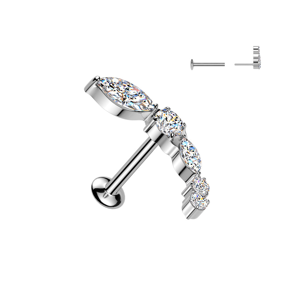All 316L Threadless Push In Convex Stud With Different Shape CZ Top - Pic&Mix The Body Jewellery Shop