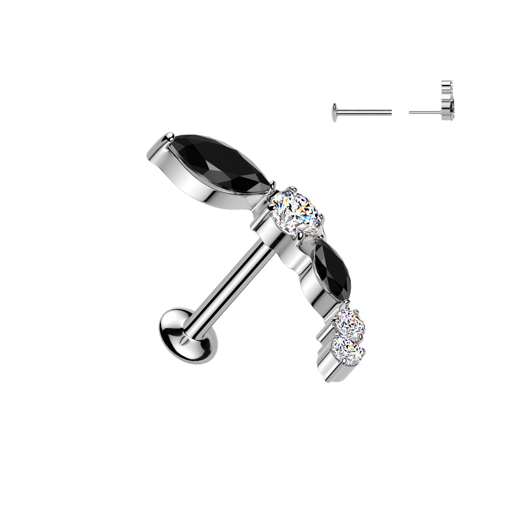 All 316L Threadless Push In Convex Stud With Different Shape CZ Top - Pic&Mix The Body Jewellery Shop