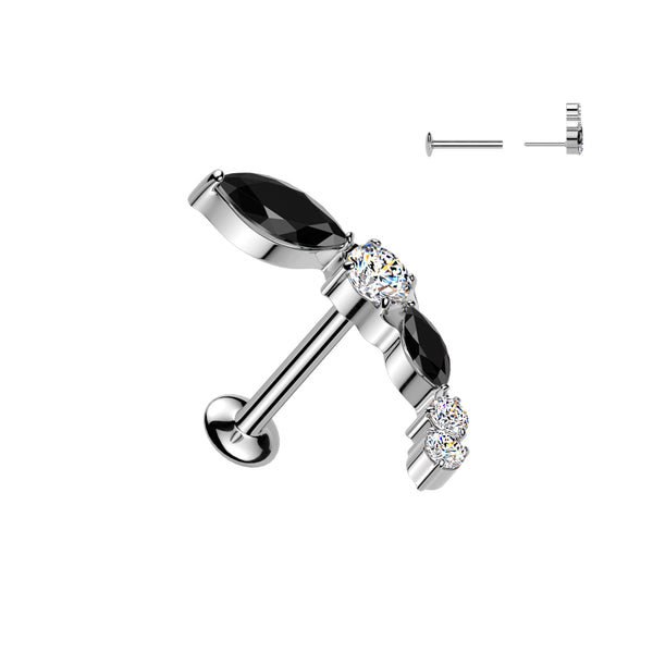All 316L Threadless Push In Convex Stud With Different Shape CZ Top