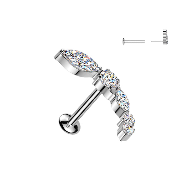 All 316L Threadless Push In Convex Stud With Different Shape CZ Top