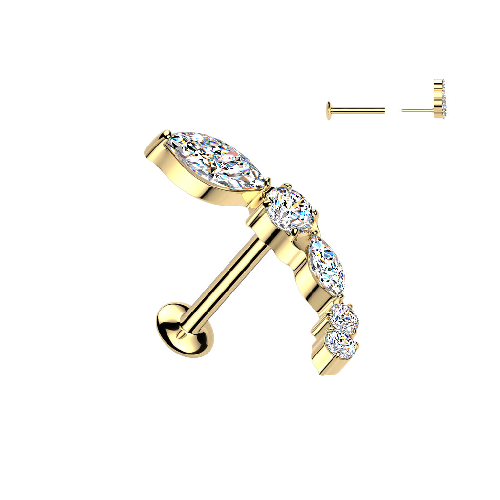 All 316L Threadless Push In Convex Stud With Different Shape CZ Top - Pic&Mix The Body Jewellery Shop