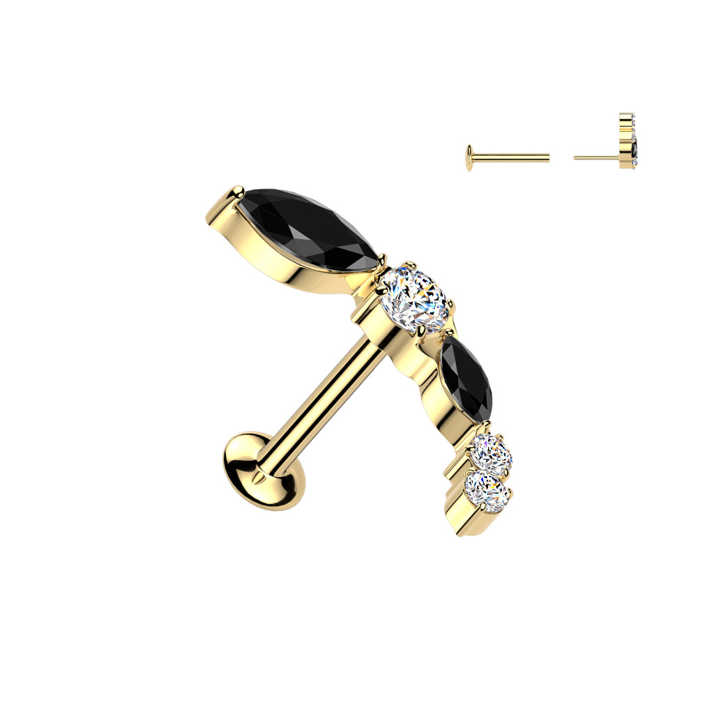 All 316L Threadless Push In Convex Stud With Different Shape CZ Top - Pic&Mix The Body Jewellery Shop