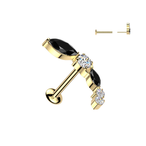 All 316L Threadless Push In Convex Stud With Different Shape CZ Top