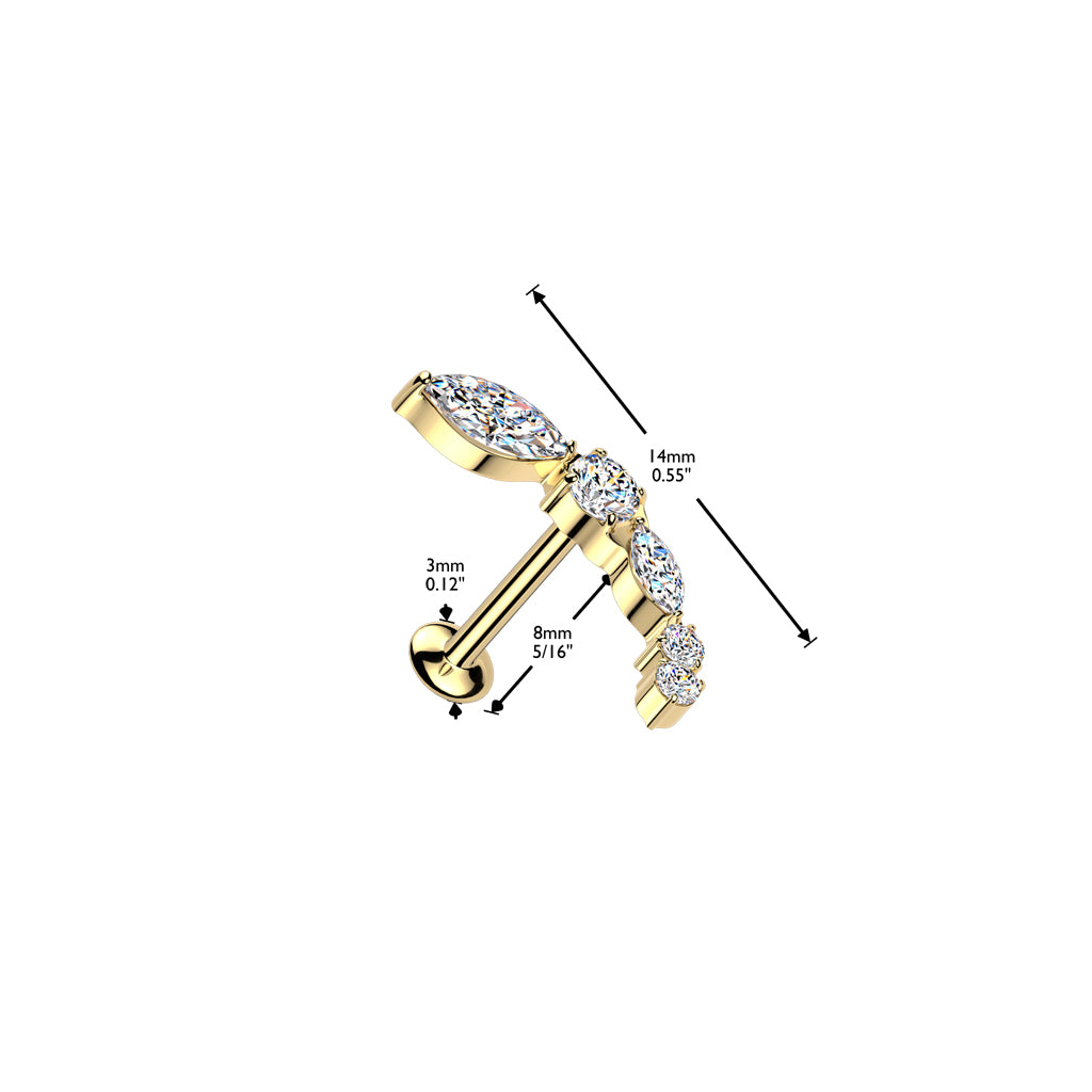 All 316L Threadless Push In Convex Stud With Different Shape CZ Top - Pic&Mix The Body Jewellery Shop