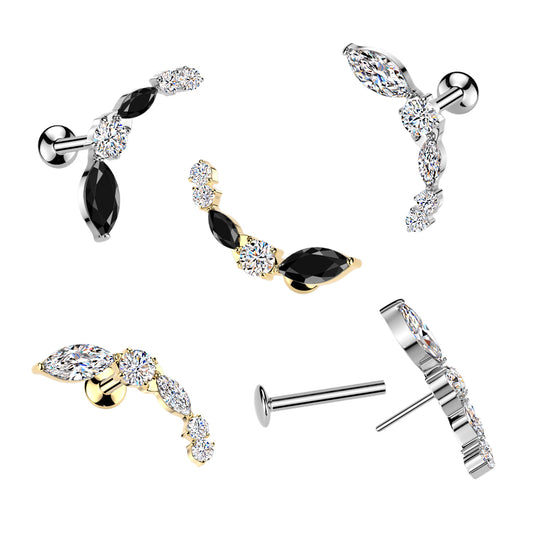 All 316L Threadless Push In Convex Stud With Different Shape CZ Top - Pic&Mix The Body Jewellery Shop