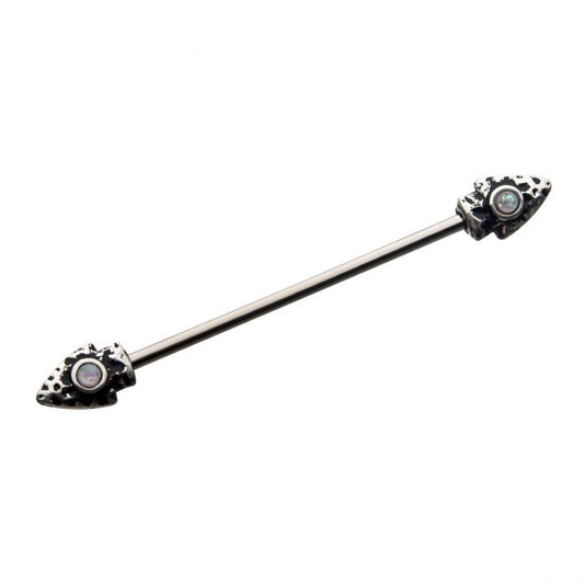 34mm Surgical Steel with Opal Arrows Industrial - Pic&Mix The Body Jewellery Shop