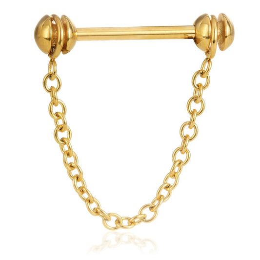 24k Gold Steel Chain Nipple Bar - Pic&Mix The Body Jewellery Shop