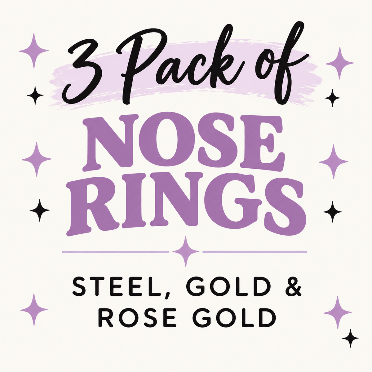 Special Offer - 3 Continuous Nose rings - 1 of Each Colour