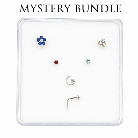 Sterling Silver Nose Stud Mystery Bundle | Mixed Crystal and Designs | Nose Jewellery | Lucky Dip